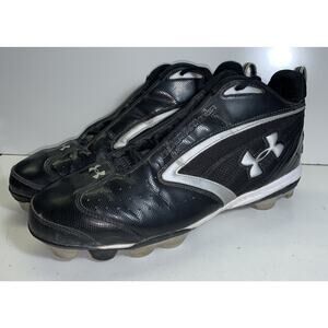 UNDER ARMOUR Mid FOOTBALL CLEATS BLACK/SILVER Men's US Size 12
